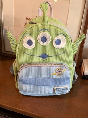 Disney Parks Loungefly Pixar PastelAlien Corduroy Mini Backpack Toy Story Alien
